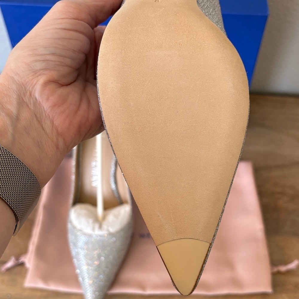 Stuart Weitzman Glittering Silver Heels - Picture 12 of 16
